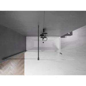MEXEN/S - Velar Dvojkrídlová posuvná vaňová zástena 160 x 150, transparent, šedá kartáčovaná 896-160-000-01-66