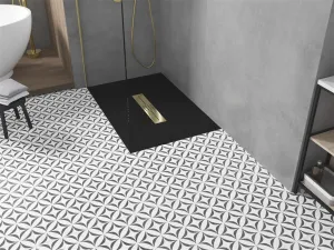 MEXEN/S - Toro obdĺžniková sprchová vanička SMC 100 x 80, čierna, mriežka zlatá 43708010-G