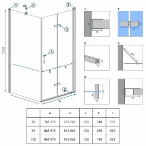 REA/S - Sprchová kabína Molier Chrom 80x80 KPL-K2367