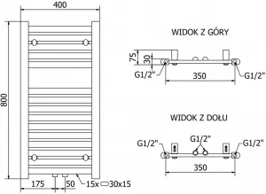 MEXEN - Hades vykurovací rebrík/radiátor 800 x 400 mm, 249 W, chróm W104-0800-400-00-01