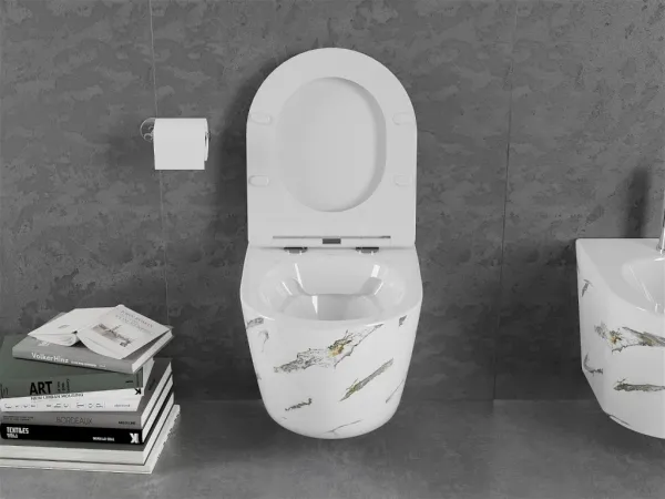 MEXEN - Lena Závesná WC misa vrátane sedátka s slow-slim, Duroplastu, biely kameň 30224091