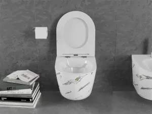 MEXEN - Lena Závesná WC misa vrátane sedátka s slow-slim, Duroplastu, biely kameň 30224091