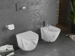 MEXEN - Lena Závesná WC misa vrátane sedátka s slow-slim, Duroplastu, biely kameň 30224094