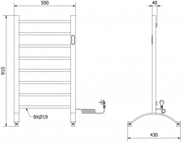 MEXEN - Os elektrický sušiak na uteráky 910 x 500 mm, 200 W, biela W304-0910-500-00-20