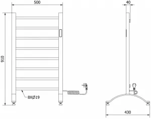 MEXEN - Os elektrický sušiak na uteráky 910 x 500 mm, 200 W, biela W304-0910-500-00-20