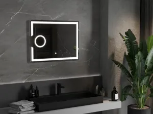 MEXEN - Onyx zrkadlo s osvetlením s kozmetickým zrkadlom 80 x 60, LED 600 9813-080-060-611-00