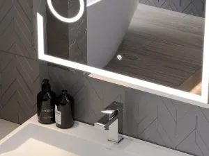 MEXEN - Onyx zrkadlo s osvetlením s kozmetickým zrkadlom 80 x 60, LED 600 9813-080-060-611-00