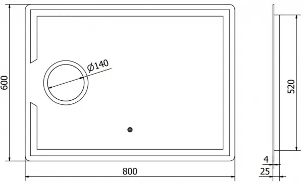 MEXEN - Onyx zrkadlo s osvetlením s kozmetickým zrkadlom 80 x 60, LED 600 9813-080-060-611-00