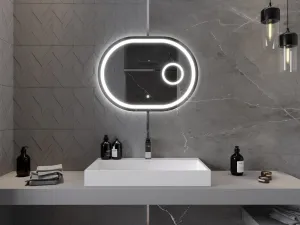 MEXEN - Umba zrkadlo s osvetlením s kozmetickým zrkadlom 80 x 60, LED 600 9822-080-060-611-00