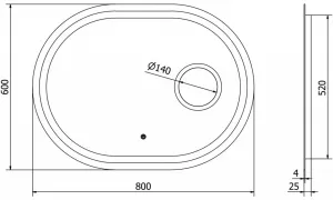 MEXEN - Umba zrkadlo s osvetlením s kozmetickým zrkadlom 80 x 60, LED 600 9822-080-060-611-00