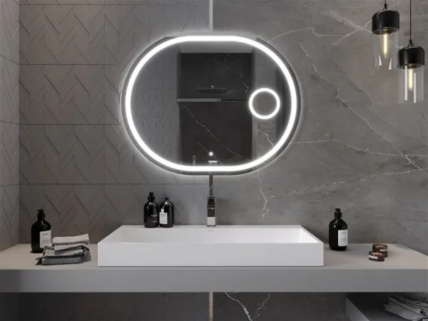 MEXEN - Umba zrkadlo s osvetlením s kozmetickým zrkadlom 100 x 80, LED 600 9822-100-080-611-00