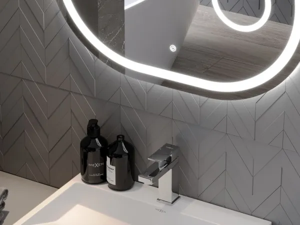 MEXEN - Umba zrkadlo s osvetlením s kozmetickým zrkadlom 100 x 80, LED 600 9822-100-080-611-00