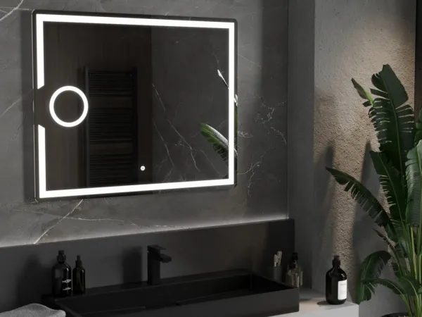 MEXEN - Onyx zrkadlo s osvetlením s kozmetickým zrkadlom 100 x 80, LED 600 9813-100-080-611-00