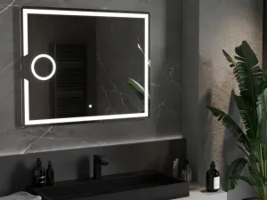 MEXEN - Onyx zrkadlo s osvetlením s kozmetickým zrkadlom 100 x 80, LED 600 9813-100-080-611-00