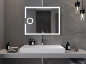 MEXEN - Onyx zrkadlo s osvetlením s kozmetickým zrkadlom 100 x 80, LED 600 9813-100-080-611-00
