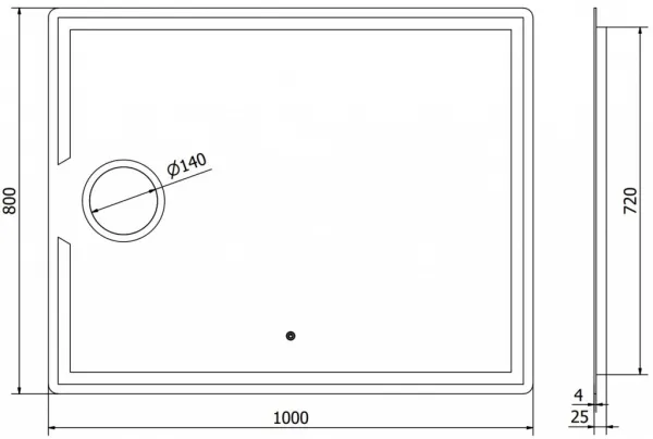 MEXEN - Onyx zrkadlo s osvetlením s kozmetickým zrkadlom 100 x 80, LED 600 9813-100-080-611-00