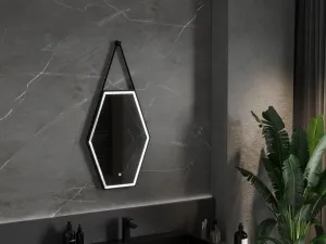 MEXEN - Orlá zrkadlo s osvetlením 50 x 70, LED 6000K, čierny rám 9815-050-070-611-70