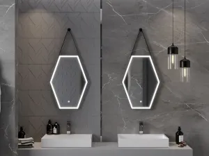 MEXEN - Orlá zrkadlo s osvetlením 50 x 70, LED 6000K, čierny rám 9815-050-070-611-70