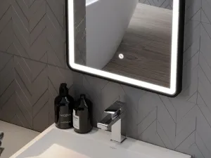 MEXEN - Coro zrkadlo s osvetlením 50 x 150, LED 6000K, čierny rám 9817-050-150-611-70