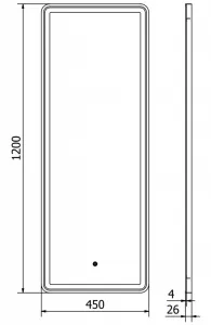 MEXEN - Coro zrkadlo s osvetlením 45 x 120, LED 6000K, čierny rám 9817-045-120-611-70