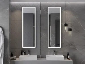 MEXEN - Coro zrkadlo s osvetlením 50 x 150, LED 6000K, čierny rám 9817-050-150-611-70