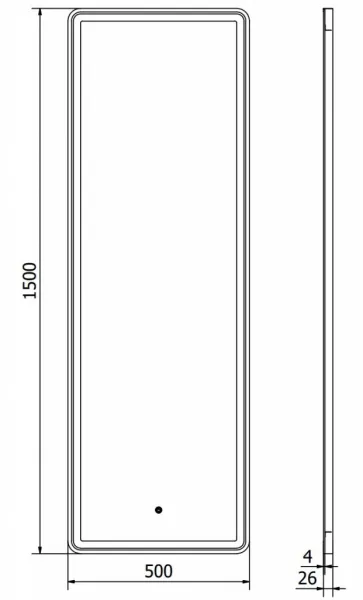 MEXEN - Coro zrkadlo s osvetlením 50 x 150, LED 6000K, čierny rám 9817-050-150-611-70