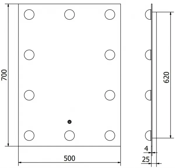 MEXEN - Dona zrkadlo s osvetlením 50 x 70, LED 600 9818-050-070-611-00