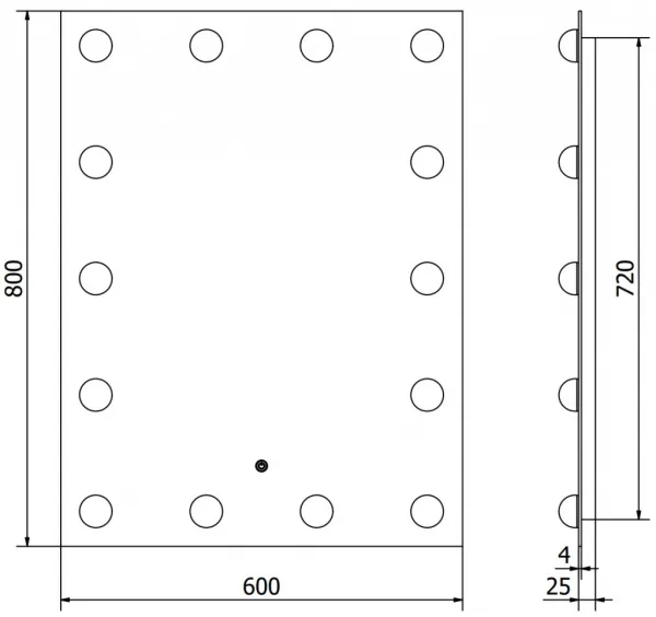 MEXEN - Dona zrkadlo s osvetlením 60 x 80, LED 600 9818-060-080-611-00