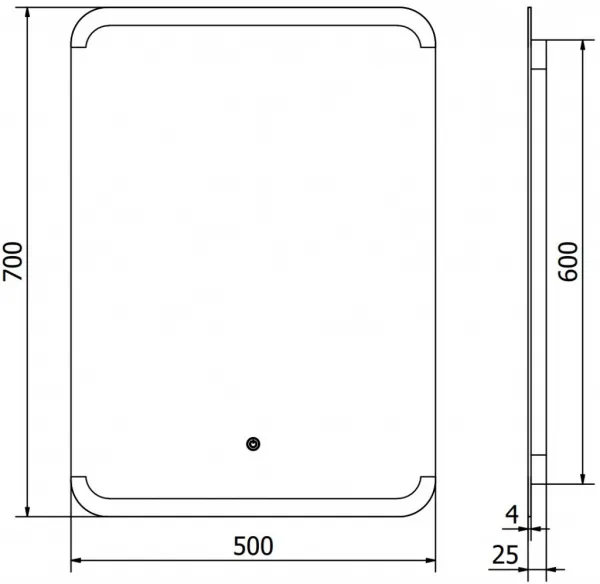 MEXEN - Nida zrkadlo s osvetlením 50 x 70, LED 600 9806-050-070-611-00
