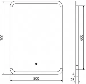 MEXEN - Nida zrkadlo s osvetlením 50 x 70, LED 600 9806-050-070-611-00