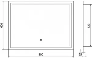 MEXEN - Miko zrkadlo s osvetlením 80 x 60, LED 600 9819-080-060-611-00