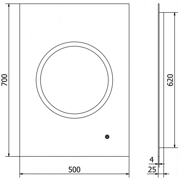 MEXEN - Koga zrkadlo s osvetlením 50 x 70, LED 600 9821-050-070-611-00