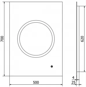 MEXEN - Koga zrkadlo s osvetlením 50 x 70, LED 600 9821-050-070-611-00