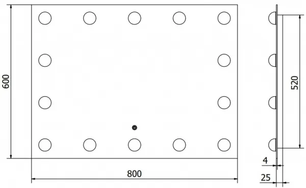 MEXEN - Dona zrkadlo s osvetlením 80 x 60, LED 600 9818-080-060-611-00