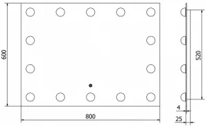MEXEN - Dona zrkadlo s osvetlením 80 x 60, LED 600 9818-080-060-611-00