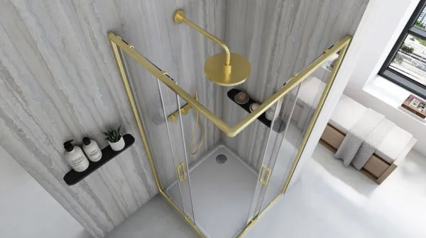 REA - Sprchovací kút City 90x90 Gold Bez sprchovej vaničky REA-K6443