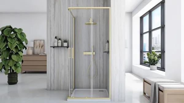 REA - Sprchovací kút City 90x90 Gold Bez sprchovej vaničky REA-K6443
