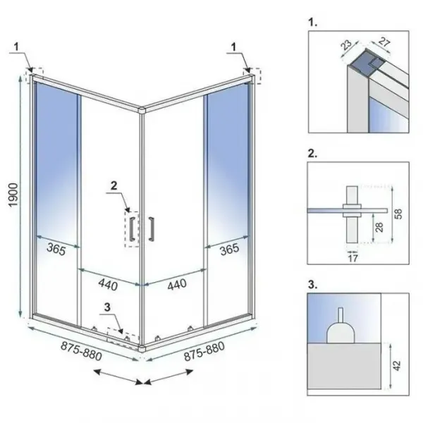 REA - Sprchovací kút City 90x90 Gold Bez sprchovej vaničky REA-K6443
