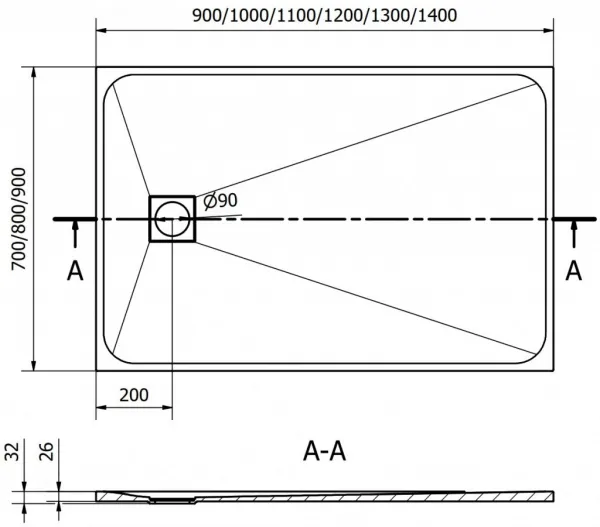 MEXEN - Bert obdĺžniková sprchová vanička SMC 100 x 80, čierna 4K708010