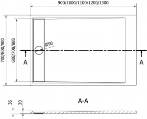 MEXEN - Amon obdĺžniková sprchová vanička SMC 100 x 80, biela 4F108010