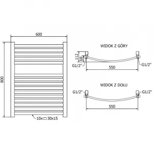 MEXEN - Helios vykurovací rebrík/radiátor 800 x 600 mm, 355 W, zlatá W103-0800-600-00-50