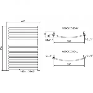 MEXEN - Helios vykurovací rebrík/radiátor 800 x 600 mm, 355 W, zlatá W103-0800-600-00-50