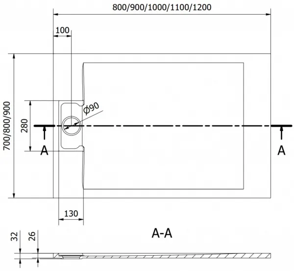 MEXEN - Otto obdĺžniková sprchová vanička SMC 100 x 80, biela 4N108010