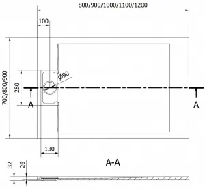 MEXEN - Otto obdĺžniková sprchová vanička SMC 100 x 80, biela 4N108010