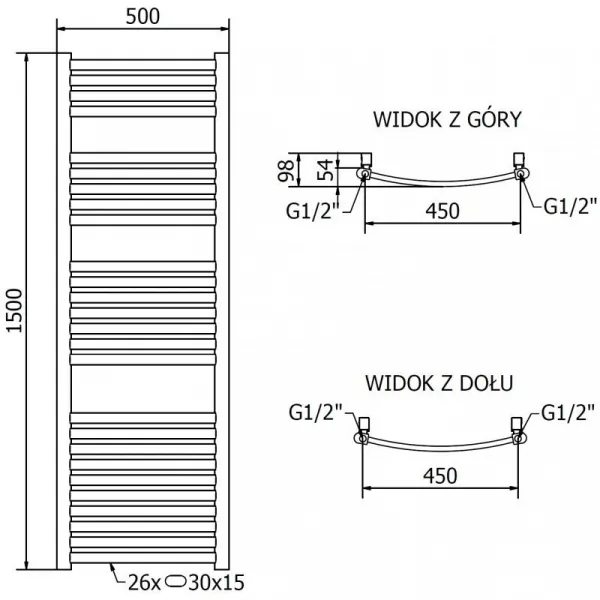 MEXEN - Helios vykurovací rebrík/radiátor 1500 x 500 mm, 537 W, zlatá W103-1500-500-00-50