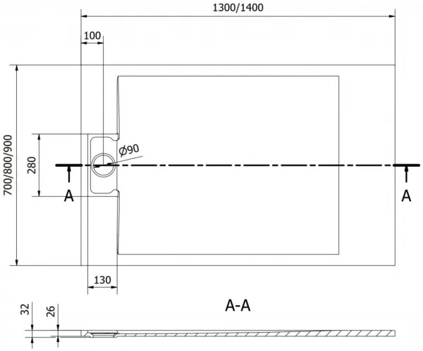 MEXEN - Otto obdĺžniková sprchová vanička SMC 140 x 70, biela 4N107014