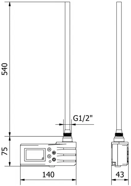 MEXEN - FA-J1229 vykurovacia tyč 600 W, čierna W959-0600-70
