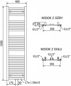 MEXEN - Hades vykurovací rebrík/radiátor 1500 x 400 mm, 453 W, zlatý W104-1500-400-00-50