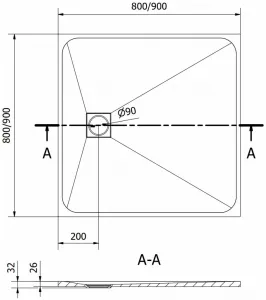 MEXEN - Bert štvorcová sprchová vanička SMC 90 x 90, čierna 4K709090
