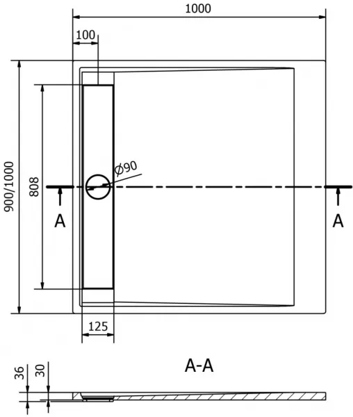 MEXEN - Amon štvorcová sprchová vanička SMC 100 x 100, biela 4F101010